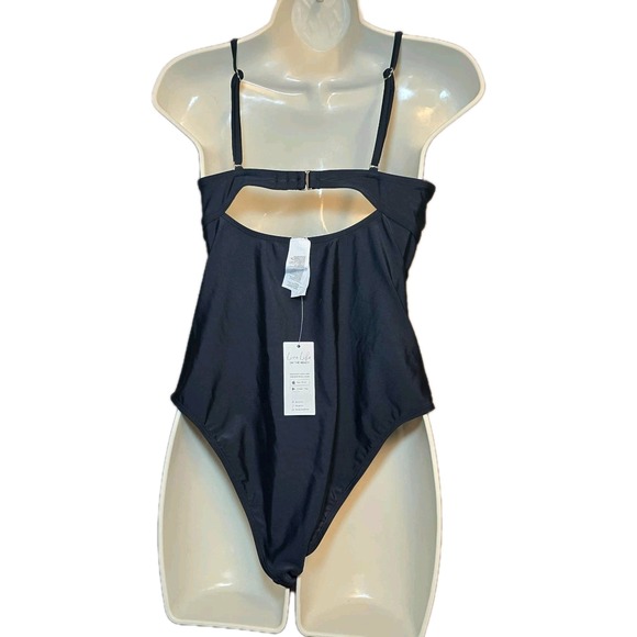 Cupshe One Piece Live Life On The Beach Swimsuit Black Womens SZ M New With Tags - Picture 2 of 6